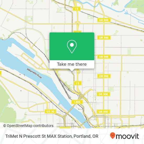 Mapa de TriMet N Prescott St MAX Station