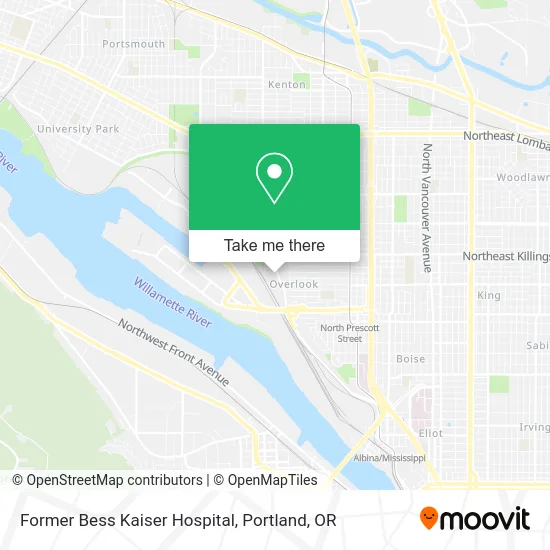 Former Bess Kaiser Hospital map