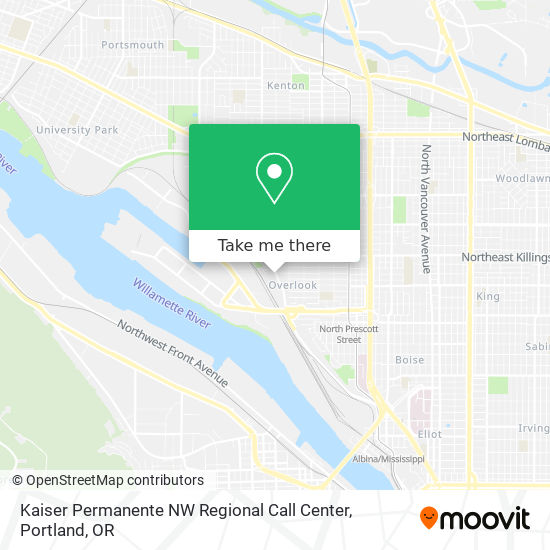 Mapa de Kaiser Permanente NW Regional Call Center