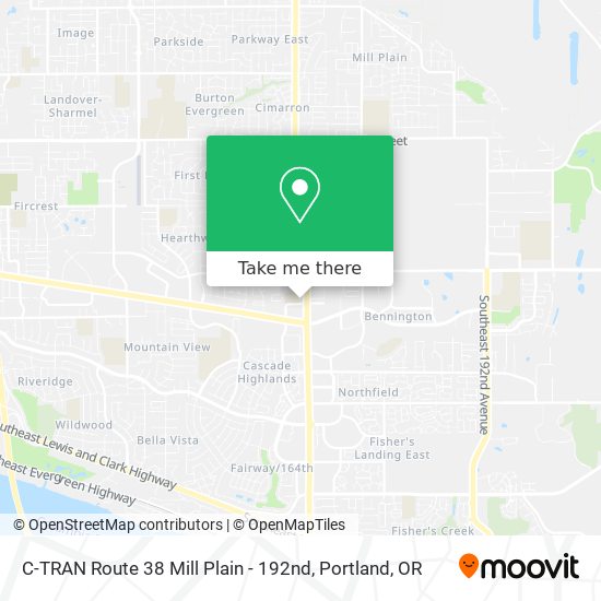 C-TRAN Route 38 Mill Plain - 192nd map