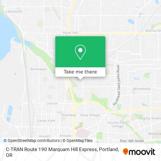 C-TRAN Route 190 Marquam Hill Express map