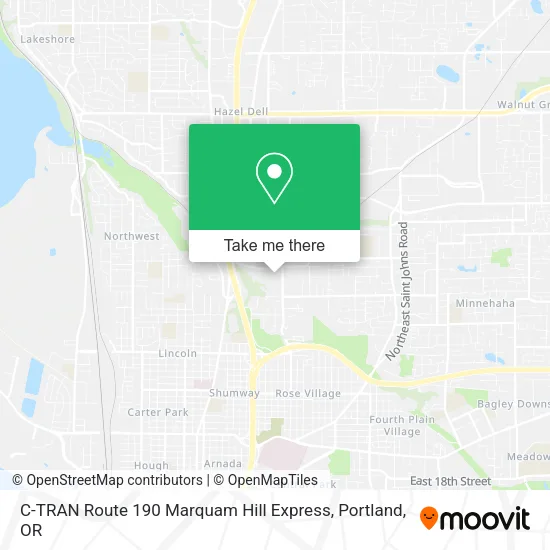Mapa de C-TRAN Route 190 Marquam Hill Express