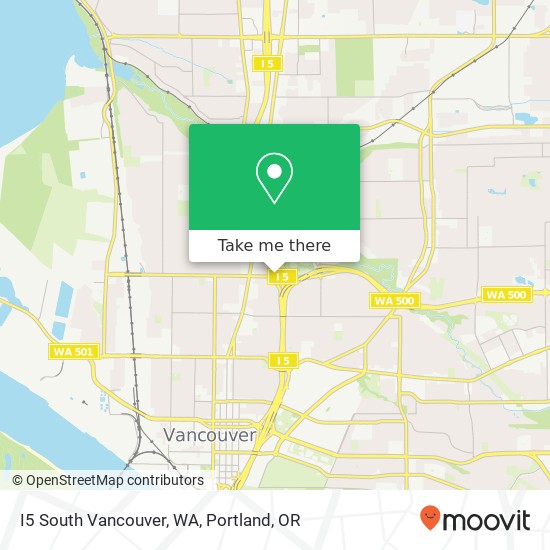 I5 South Vancouver, WA map