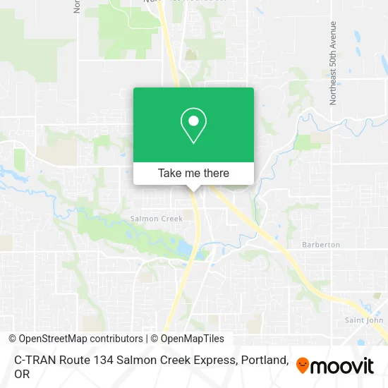 Mapa de C-TRAN Route 134 Salmon Creek Express