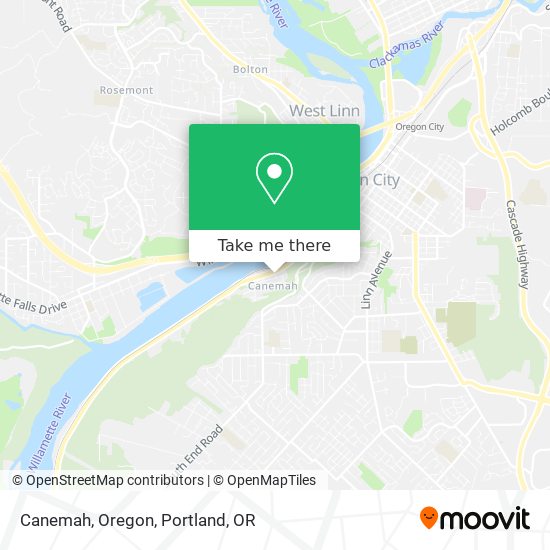 Canemah, Oregon map