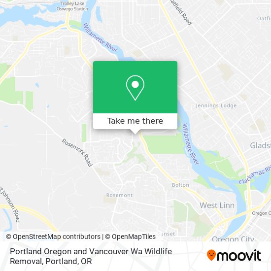 Mapa de Portland Oregon and Vancouver Wa Wildlife Removal