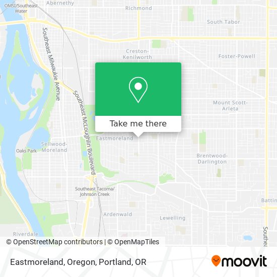 Eastmoreland, Oregon map