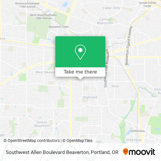 Mapa de Southwest Allen Boulevard Beaverton