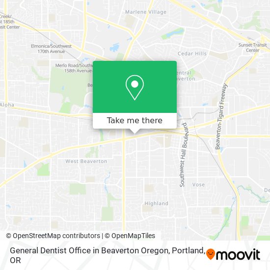 General Dentist Office in Beaverton Oregon map