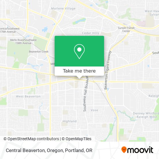 Central Beaverton, Oregon map
