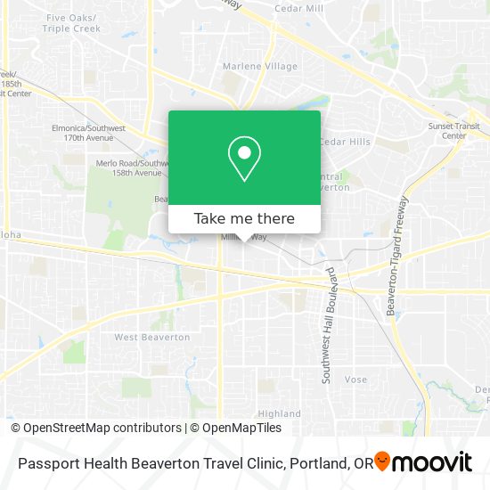 Passport Health Beaverton Travel Clinic map