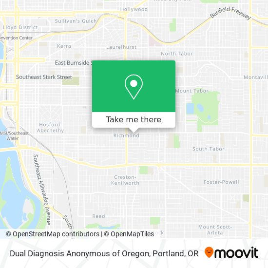 Mapa de Dual Diagnosis Anonymous of Oregon