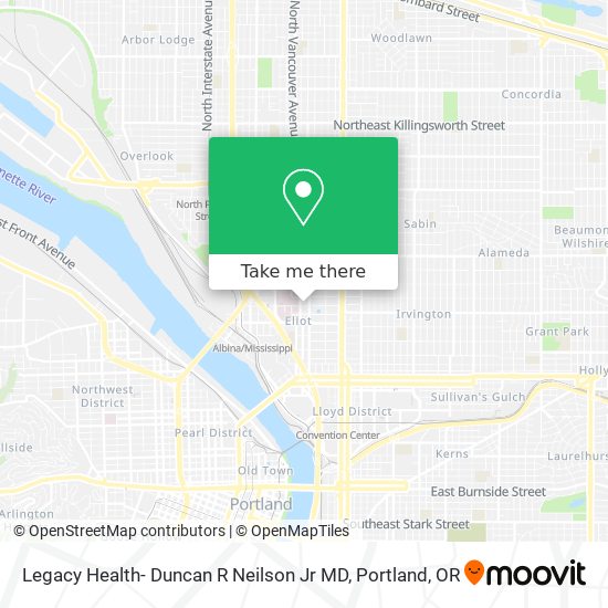 Mapa de Legacy Health- Duncan R Neilson Jr MD