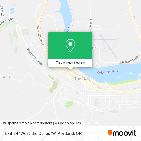 Exit 84/West the Dalles/W map
