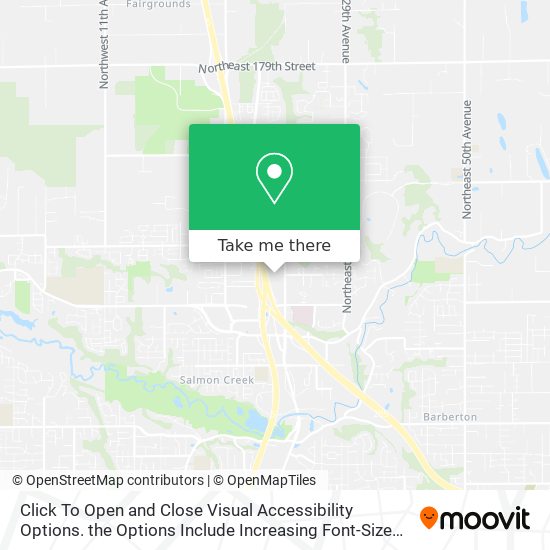 Click To Open and Close Visual Accessibility Options. the Options Include Increasing Font-Size and map