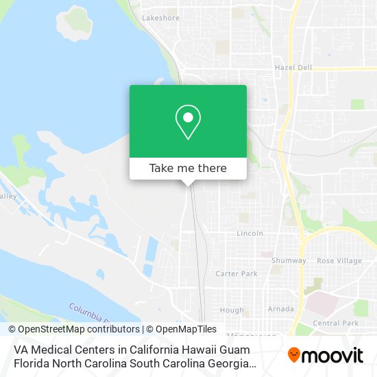 Mapa de VA Medical Centers in California Hawaii Guam Florida North Carolina South Carolina Georgia Arizona