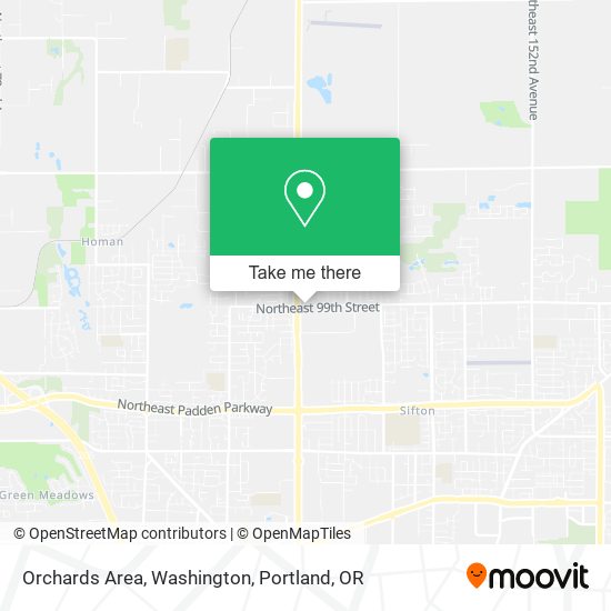 Orchards Area, Washington map