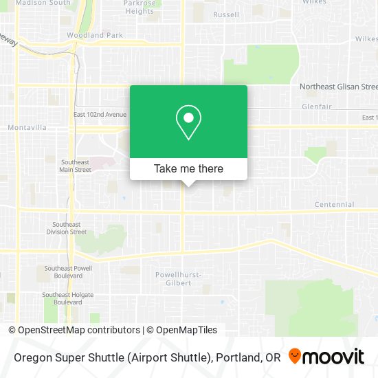 Oregon Super Shuttle (Airport Shuttle) map