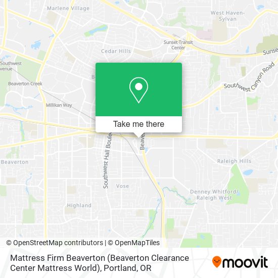 Mattress Firm Beaverton (Beaverton Clearance Center Mattress World) map