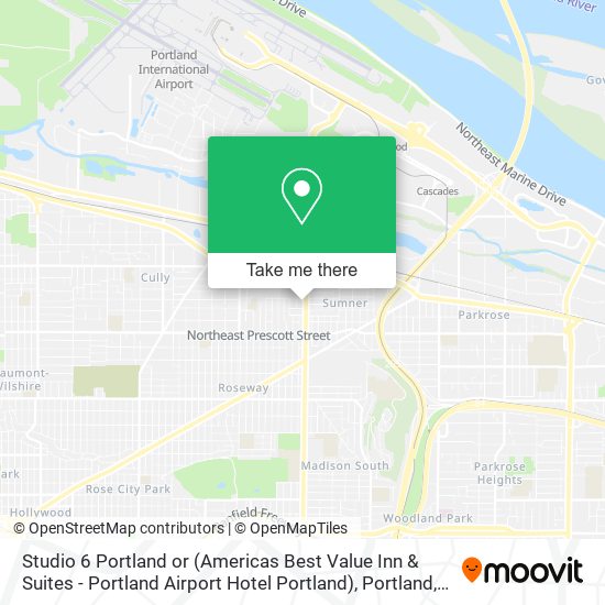 Mapa de Studio 6 Portland or (Americas Best Value Inn & Suites - Portland Airport Hotel Portland)