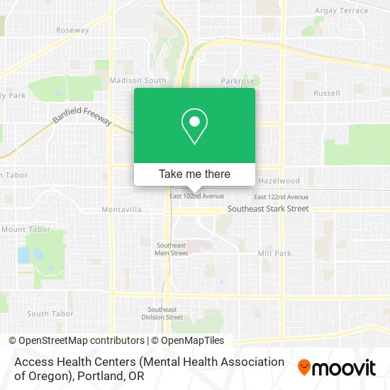 Mapa de Access Health Centers (Mental Health Association of Oregon)