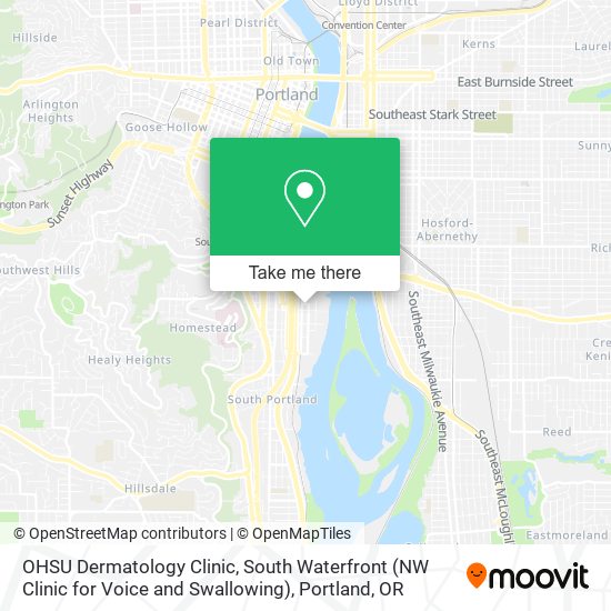 Mapa de OHSU Dermatology Clinic, South Waterfront (NW Clinic for Voice and Swallowing)