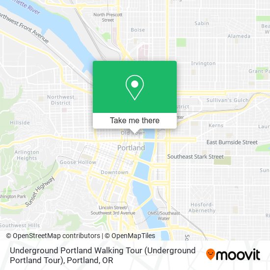 Mapa de Underground Portland Walking Tour