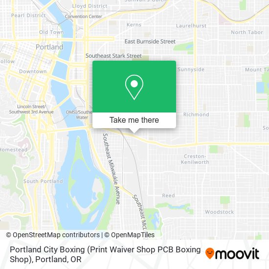 Mapa de Portland City Boxing (Print Waiver Shop PCB Boxing Shop)