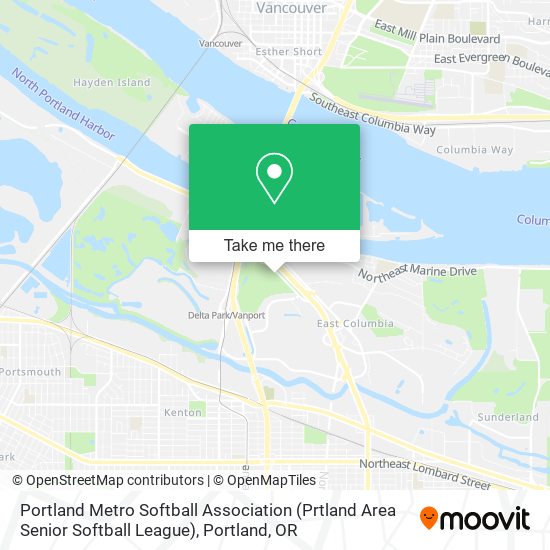 Mapa de Portland Metro Softball Association (Prtland Area Senior Softball League)