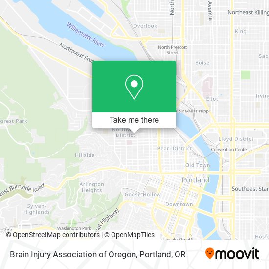 Brain Injury Association of Oregon map