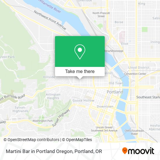 Martini Bar in Portland Oregon map