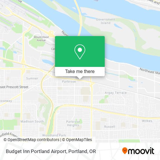 Mapa de Budget Inn Portland Airport