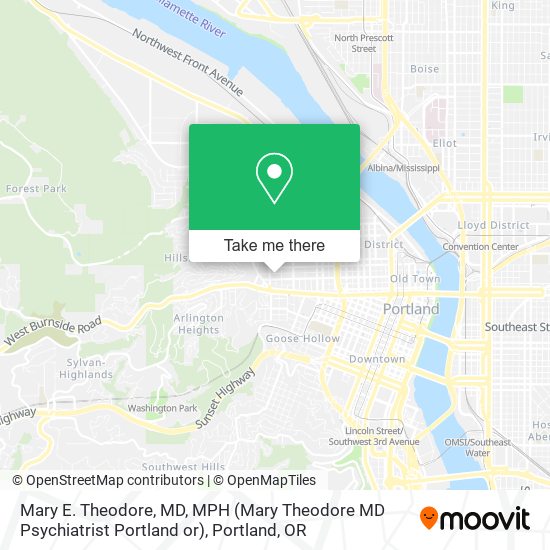 Mapa de Mary E. Theodore, MD, MPH (Mary Theodore MD Psychiatrist Portland or)