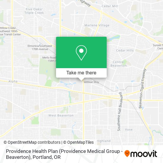 Providence Health Plan (Providence Medical Group - Beaverton) map
