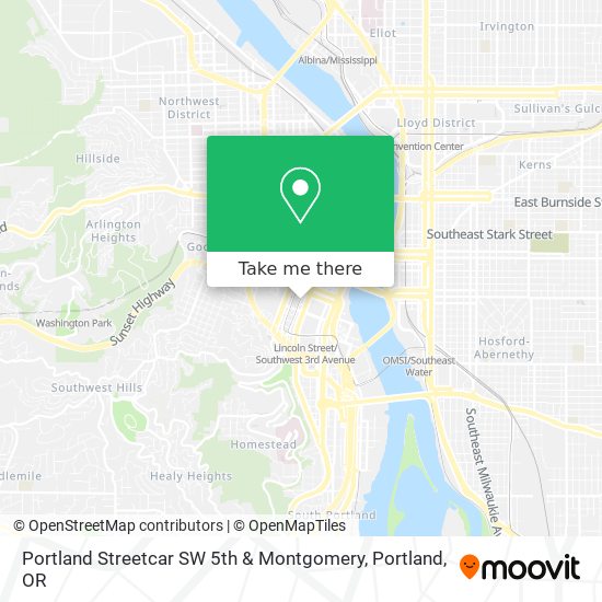Mapa de Portland Streetcar SW 5th & Montgomery
