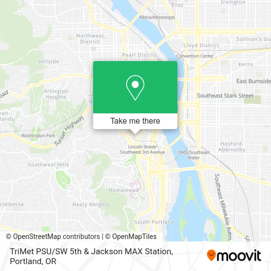Mapa de TriMet PSU / SW 5th & Jackson MAX Station