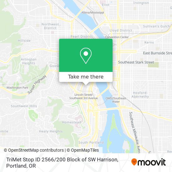 Mapa de TriMet Stop ID 2566 / 200 Block of SW Harrison