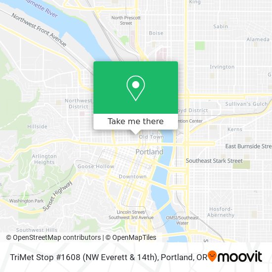 TriMet Stop #1608 (NW Everett & 14th) map