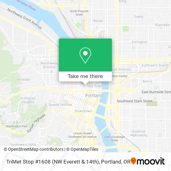 TriMet Stop #1608 (NW Everett & 14th) map