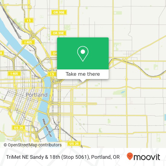 Mapa de TriMet NE Sandy & 18th (Stop 5061)