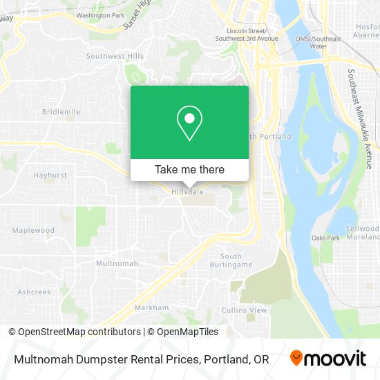 Mapa de Multnomah Dumpster Rental Prices