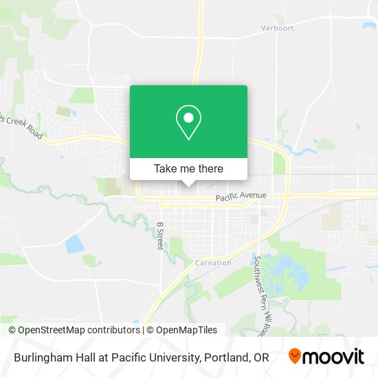 Burlingham Hall at Pacific University map