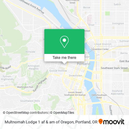 Multnomah Lodge 1 af & am of Oregon map