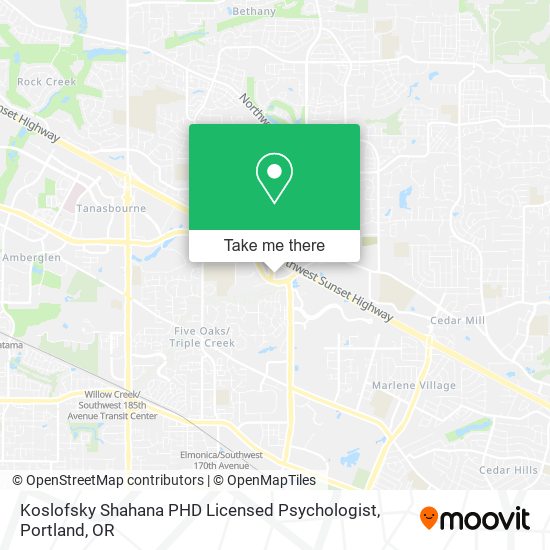 Koslofsky Shahana PHD Licensed Psychologist map