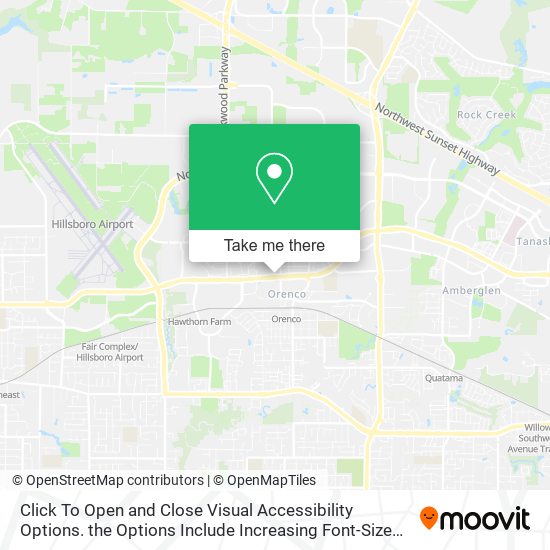 Mapa de Click To Open and Close Visual Accessibility Options. the Options Include Increasing Font-Size and