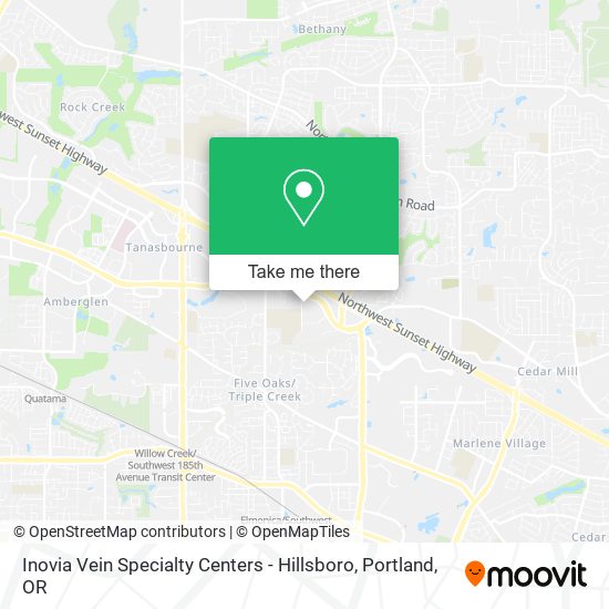 Mapa de Inovia Vein Specialty Centers - Hillsboro