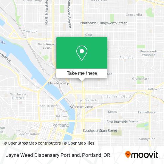 Jayne Weed Dispensary Portland map