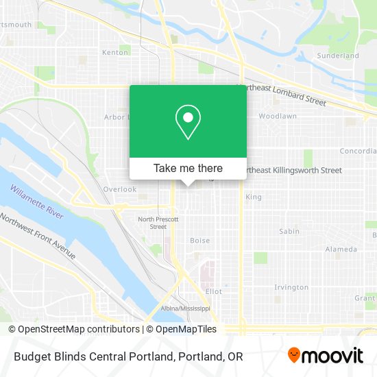 Mapa de Budget Blinds Central Portland