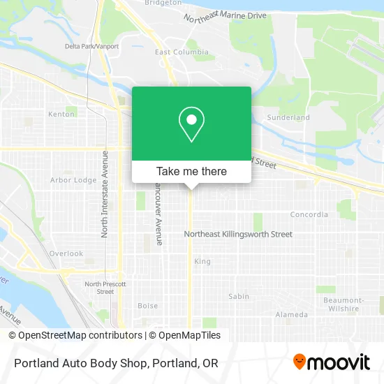 Portland Auto Body Shop map