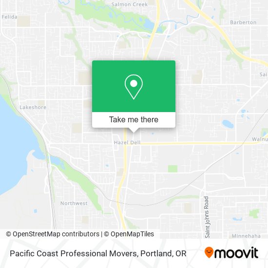 Pacific Coast Professional Movers map